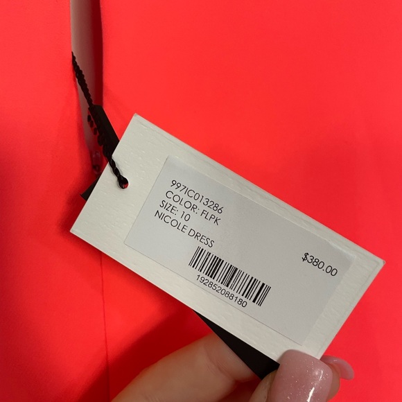 MILLY Neon Hot Pink Long Bell Sleeve Nicole Dress Size 10 - Picture 5 of 6